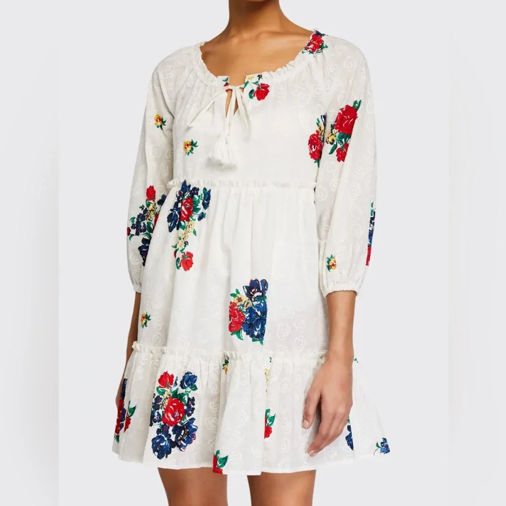 Tory Burch embroidered English‎ tea rose cover-up dress white S